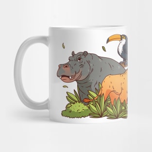 Hippo Pelican Lion Hand Drawn Mug